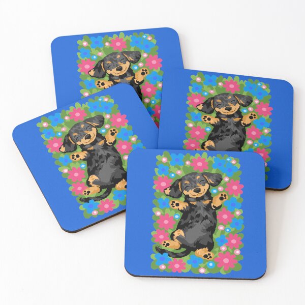 Item preview, Dachshund in Flower Garden Pixel Art designed and sold by LilSeashell.