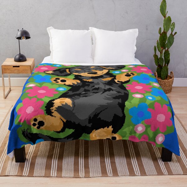 Item preview, Dachshund in Flower Garden Pixel Art designed and sold by LilSeashell.