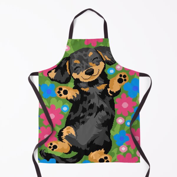 Item preview, Dachshund in Flower Garden Pixel Art designed and sold by LilSeashell.
