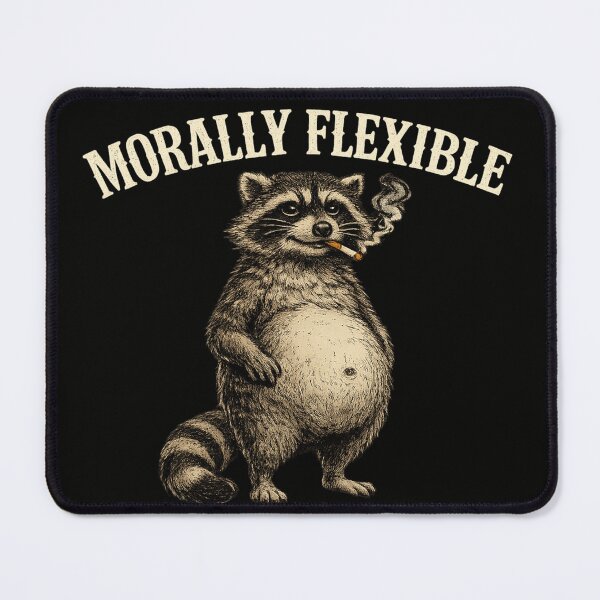 Item preview, Morally Flexible Raccoon Funny Smoking Sticker designed and sold by MaxLevelMerch.