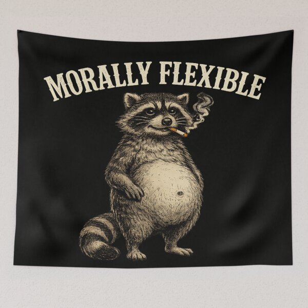 Item preview, Morally Flexible Raccoon Funny Smoking Sticker designed and sold by MaxLevelMerch.