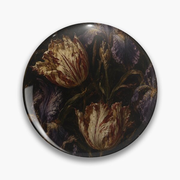 Item preview, Dark Moody Floral Oil Painting of Rembrandt Tulips and Irises designed and sold by Owcomm.
