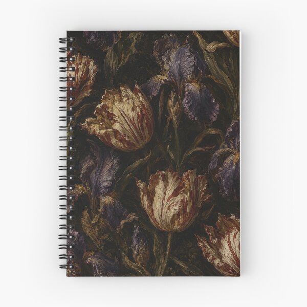 Item preview, Dark Moody Floral Oil Painting of Rembrandt Tulips and Irises designed and sold by Owcomm.
