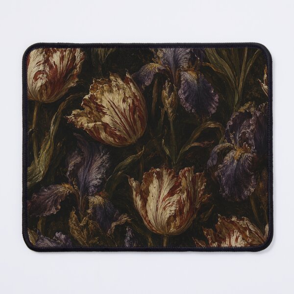 Item preview, Dark Moody Floral Oil Painting of Rembrandt Tulips and Irises designed and sold by Owcomm.