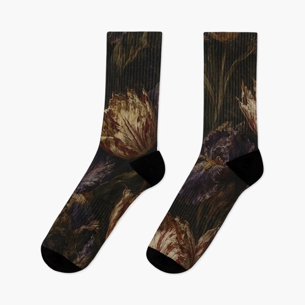 Item preview, Dark Moody Floral Oil Painting of Rembrandt Tulips and Irises designed and sold by Owcomm.