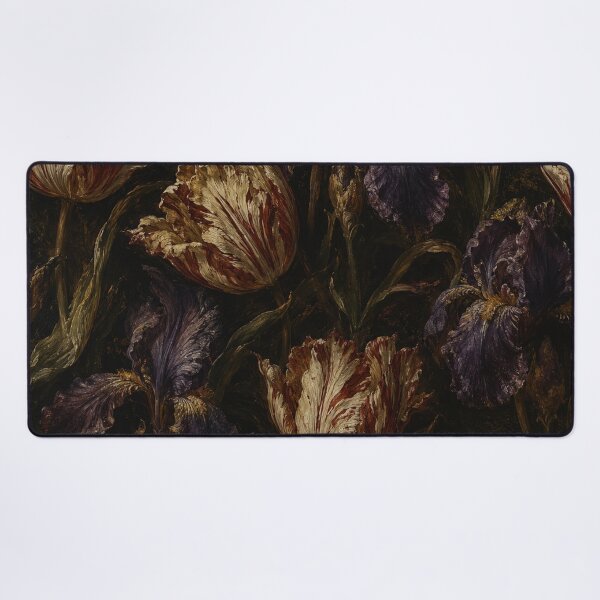 Item preview, Dark Moody Floral Oil Painting of Rembrandt Tulips and Irises designed and sold by Owcomm.