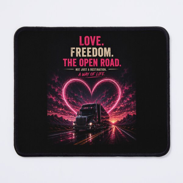 Item preview, Love Freedom The Open Road — Neon Heart Trucker Dark Highway Art designed and sold by Kajzerka.