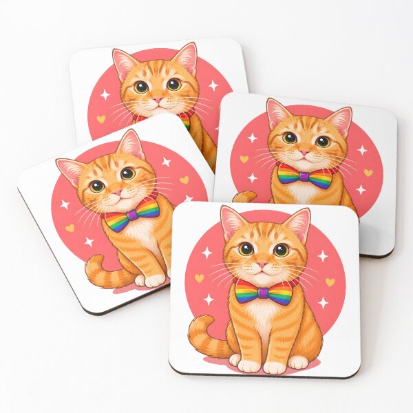 Item preview, Ginger cat with pride bow tie designed and sold by KLflorals.
