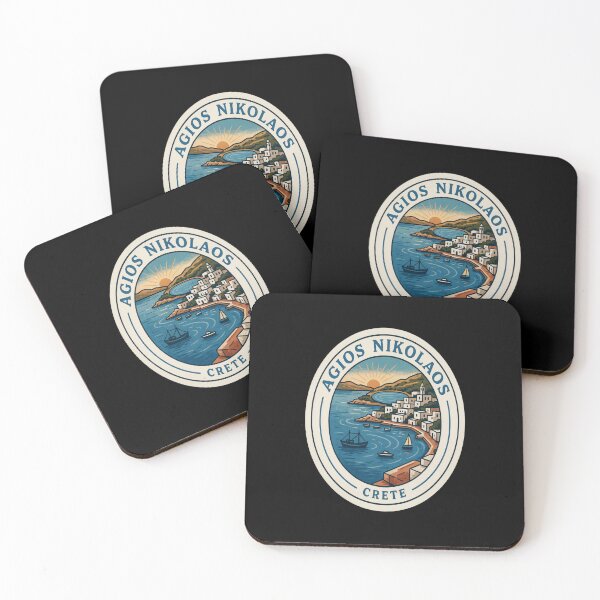 Item preview, Agios Nikolaos Vintage Travel Sticker – Retro Crete Harbour Illustration designed and sold by stickercuffs.