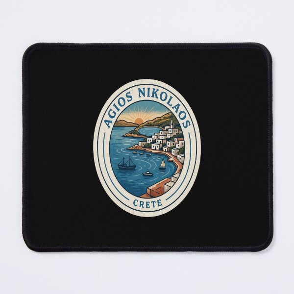Item preview, Agios Nikolaos Vintage Travel Sticker – Retro Crete Harbour Illustration designed and sold by stickercuffs.