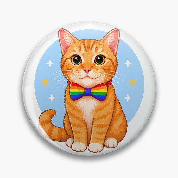 Item preview, Ginger cat with pride bow tie blue background designed and sold by KLflorals.