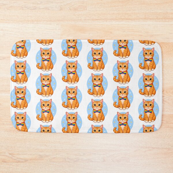 Item preview, Ginger cat with pride bow tie blue background designed and sold by KLflorals.