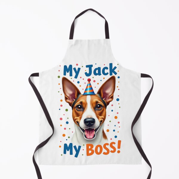 Item preview, Jack Russell Terrier in party hat with My Jack My Boss text designed and sold by Prints by Mat.