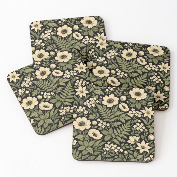 Item preview, Vintage Botanical Floral Pattern on Black designed and sold by Owcomm.