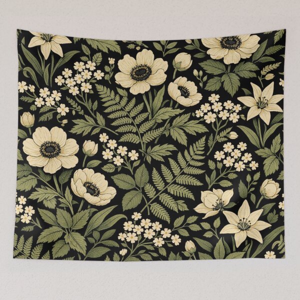 Item preview, Vintage Botanical Floral Pattern on Black designed and sold by Owcomm.