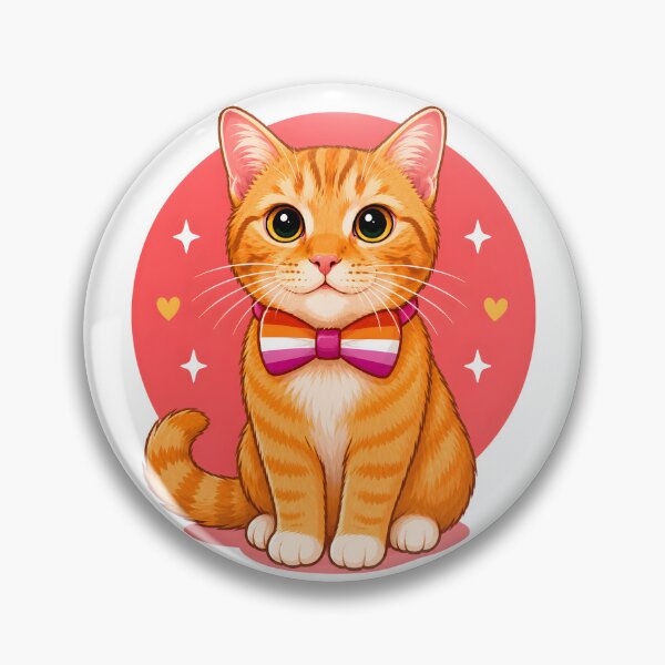 Item preview, Ginger cat with lesbian flag bow tie designed and sold by KLflorals.