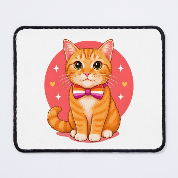 Item preview, Ginger cat with lesbian flag bow tie designed and sold by KLflorals.