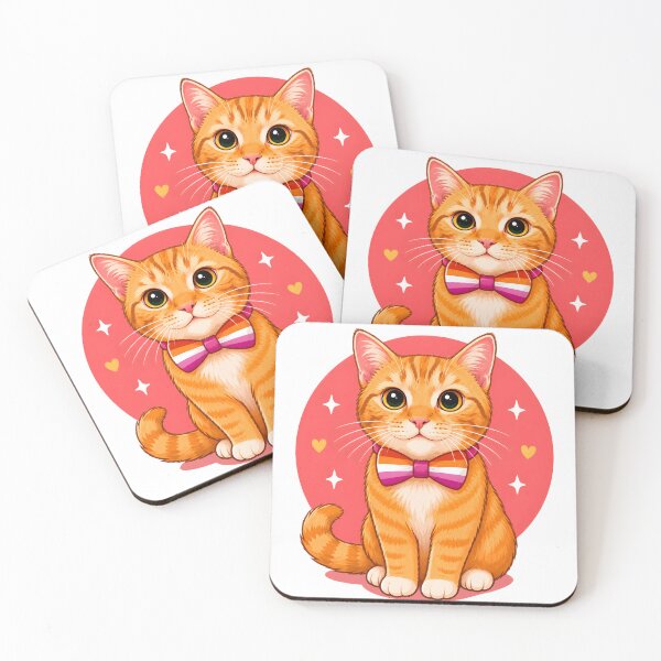 Item preview, Ginger cat with lesbian flag bow tie designed and sold by KLflorals.