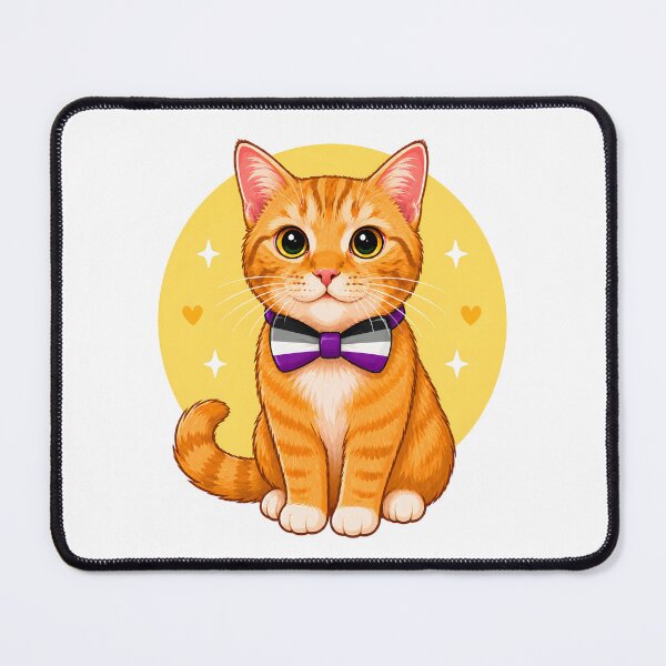Item preview, Ginger cat with asexual flag bow tie designed and sold by KLflorals.