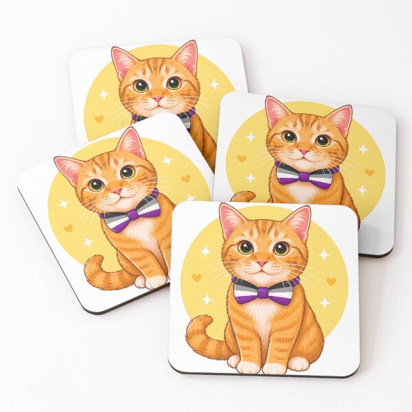 Item preview, Ginger cat with asexual flag bow tie designed and sold by KLflorals.