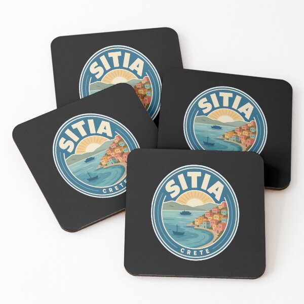 Item preview, Sitia Vintage Travel Sticker – Retro Crete Harbour Illustration designed and sold by stickercuffs.