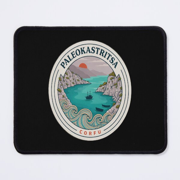 Item preview, Paleokastritsa Vintage Travel Sticker – Retro Corfu Emerald Bay Illustration designed and sold by stickercuffs.