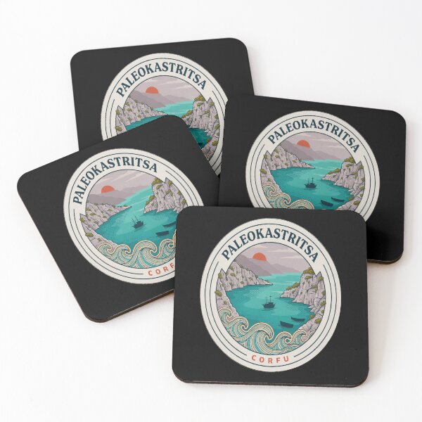 Item preview, Paleokastritsa Vintage Travel Sticker – Retro Corfu Emerald Bay Illustration designed and sold by stickercuffs.
