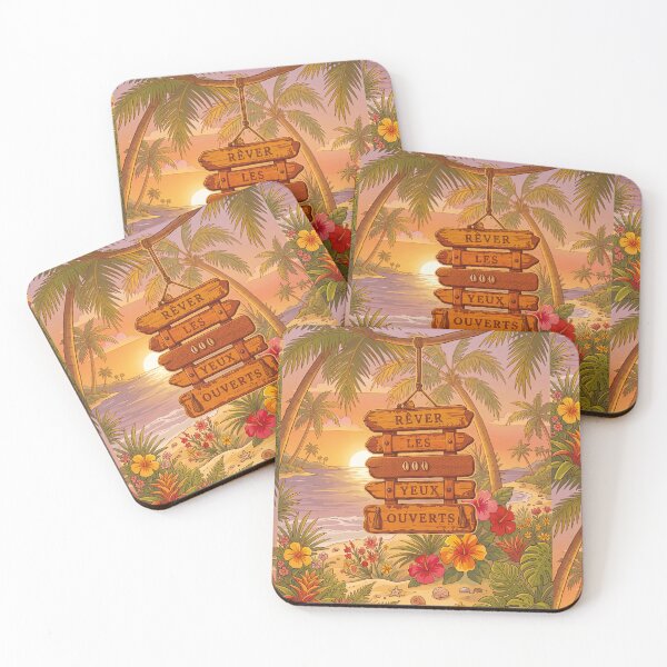 Item preview, Dreaming with eyes open: Exotic beach, paradise, palm trees and exotic flowers designed and sold by Mevissart.