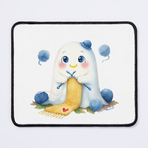 Item preview, Cute Knitting Ghost Sticker | Cozy Cottagecore Crochet Lover Gift designed and sold by AillustriaAK.