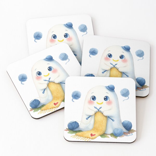 Item preview, Cute Knitting Ghost Sticker | Cozy Cottagecore Crochet Lover Gift designed and sold by AillustriaAK.