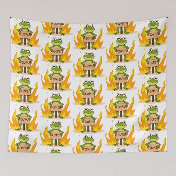 Item preview, Funny Frog Oops Fire Meme designed and sold by BeautifulVibe.