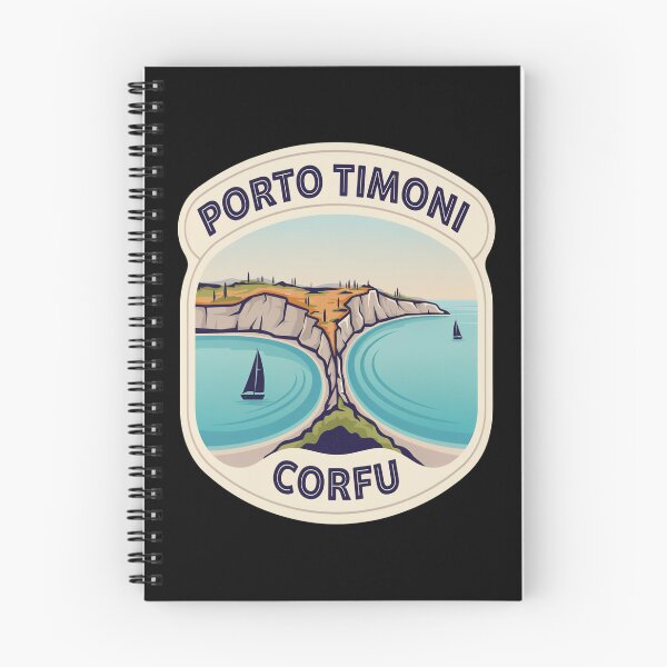 Item preview, Porto Timoni Vintage Travel Sticker – Retro Corfu Double‑Beach Illustration designed and sold by stickercuffs.