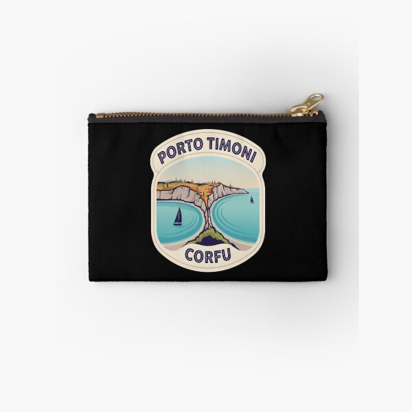 Item preview, Porto Timoni Vintage Travel Sticker – Retro Corfu Double‑Beach Illustration designed and sold by stickercuffs.