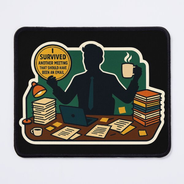 Item preview, I Survived Another Meeting That Should Have Been an Email — Funny Office Worker Art designed and sold by ArtoryWorks.