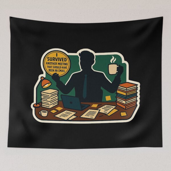 Item preview, I Survived Another Meeting That Should Have Been an Email — Funny Office Worker Art designed and sold by ArtoryWorks.