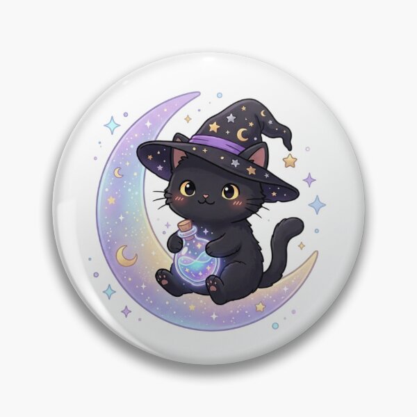 Item preview, Cute Kawaii Witch Cat Moon Illustration designed and sold by ajamzbox.