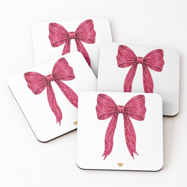 Item preview, Hot Pink Watercolor Polka Dot Bow with Golden Heart designed and sold by Ioanna-Studio.