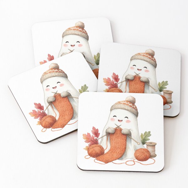 Item preview, Cute Knitting Ghost Sticker | Cozy Cottagecore Crochet Lover Gift designed and sold by AillustriaAK.