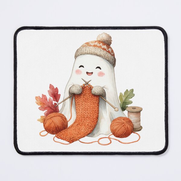 Item preview, Cute Knitting Ghost Sticker | Cozy Cottagecore Crochet Lover Gift designed and sold by AillustriaAK.