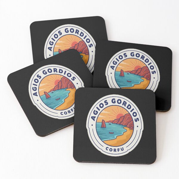 Item preview, Agios Gordios Vintage Travel Sticker – Retro Corfu West‑Coast Beach Illustration designed and sold by stickercuffs.