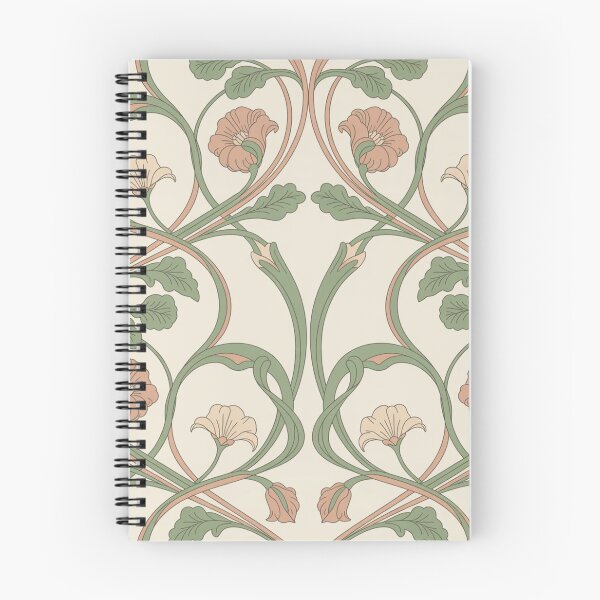 Item preview, Elegant Art Nouveau Floral Pattern | Flowing Vines & Peach Roses Seamless Repeat designed and sold by Midnight Veil Designs.