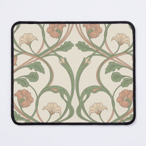 Item preview, Elegant Art Nouveau Floral Pattern | Flowing Vines & Peach Roses Seamless Repeat designed and sold by Midnight Veil Designs.