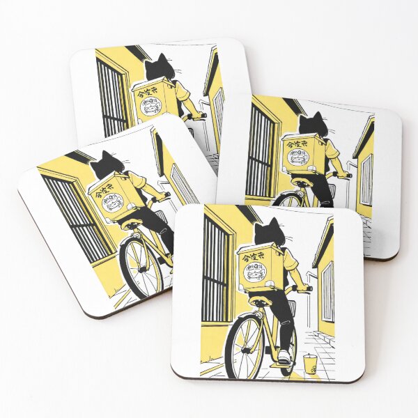 Item preview, Character - Cat Ramen Delivery Yellow Bike designed and sold by DoodyPets.