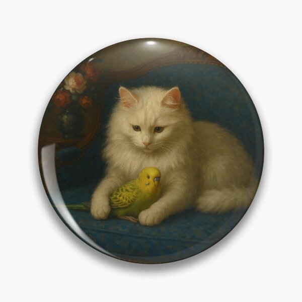 Item preview, Budgie Mucki and Angora Cat Catlyn – Gentle Closeness designed and sold by LegademaArt.