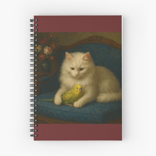 Item preview, Budgie Mucki and Angora Cat Catlyn – Gentle Closeness designed and sold by LegademaArt.