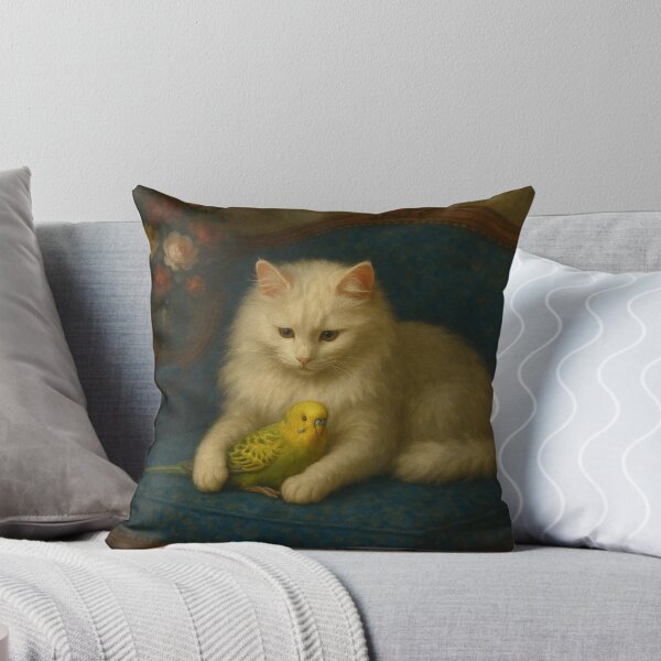 Item preview, Budgie Mucki and Angora Cat Catlyn – Gentle Closeness designed and sold by LegademaArt.