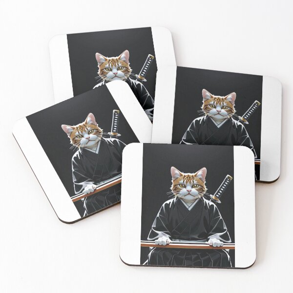 Item preview, Character - Cat Samurai Orange Tabby Black Armor designed and sold by DoodyPets.