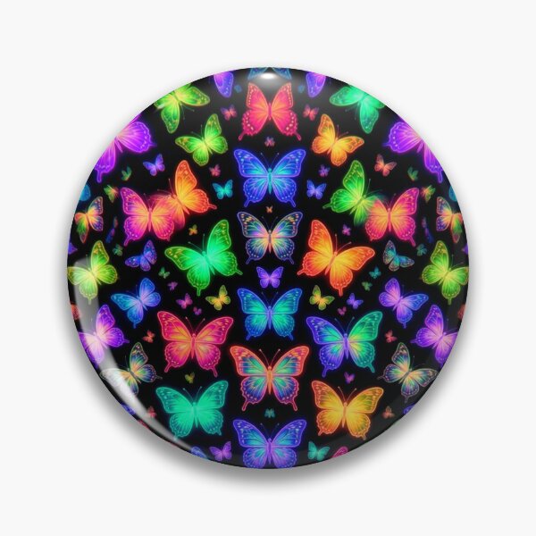 Item preview, Neon Glowing Butterflies Pattern - Psychedelic Rainbow Butterfly Art designed and sold by ExploreAura Studio.