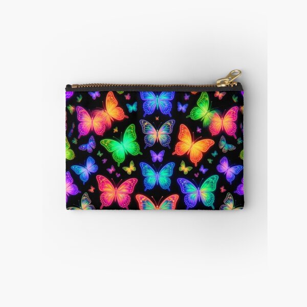 Item preview, Neon Glowing Butterflies Pattern - Psychedelic Rainbow Butterfly Art designed and sold by ExploreAura Studio.