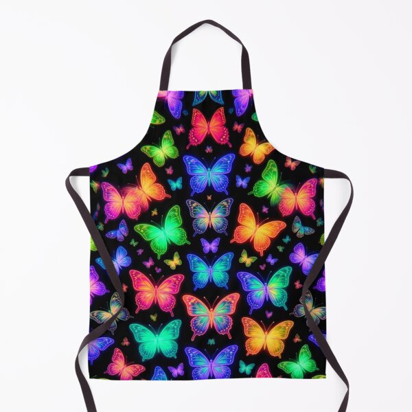 Item preview, Neon Glowing Butterflies Pattern - Psychedelic Rainbow Butterfly Art designed and sold by ExploreAura Studio.